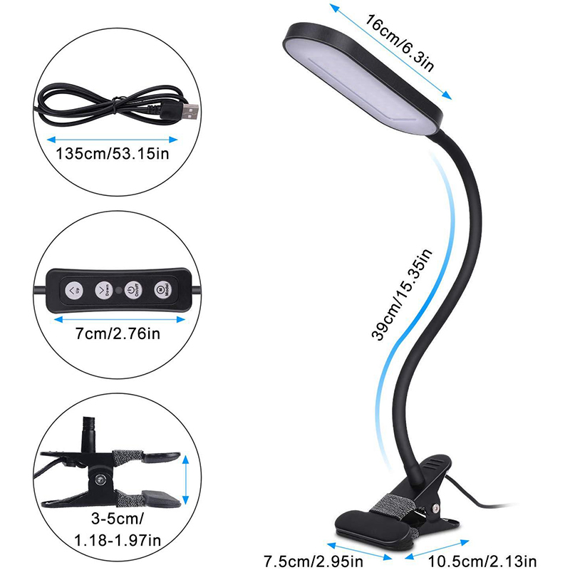 Lampe de bureau LED ultra brillante pliable à grand clip, haute puissance